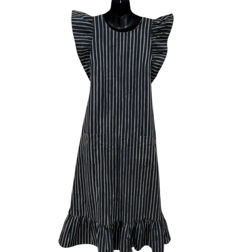 Vintage Marimekko Striped Pinafore Apron Reversible Maxi Dress - Picture 3 of 9
